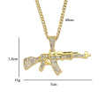 Ак 47 Пистолет Кулон Мужское Ожерелье Золотой Кристалл Ювелирные Изделия Хип-Хоп Дешевый Дизайн Человека
